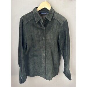 Andrea Viccaro Women’s M Olive Suede Leather Shacket 100% Pig Leather